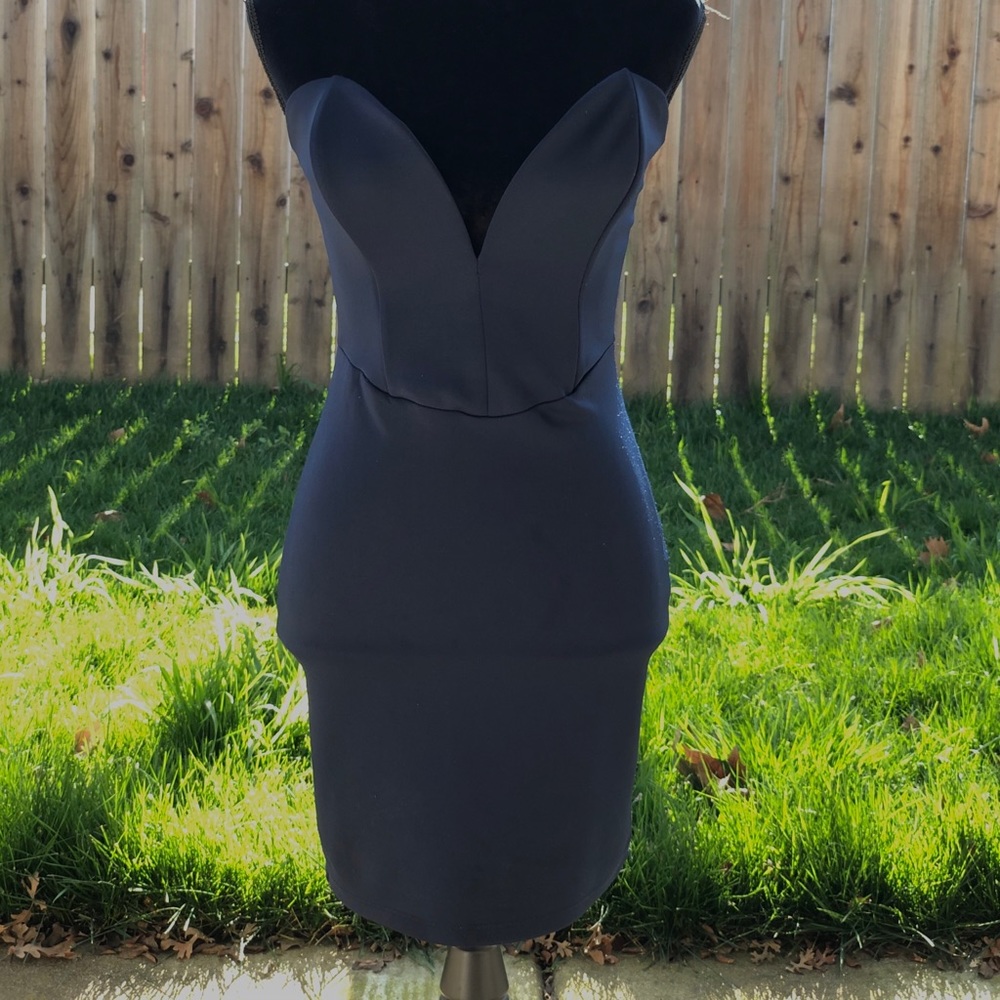 Dark blue strapless dress
